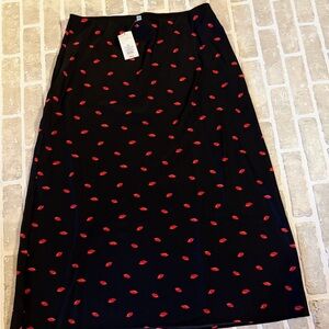 A New Day Black Skirt with Red Lip Pattern